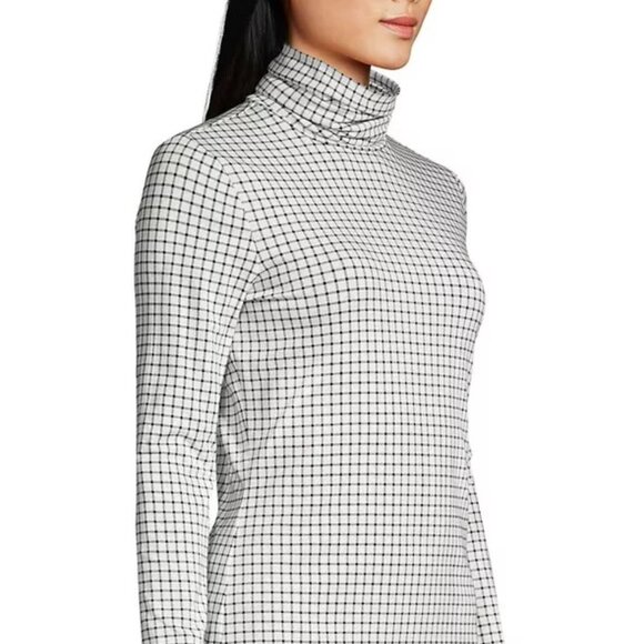 Lands' End Womens Turtle Neck, Ivory/Navy  Check, NWT - Picture 1 of 3